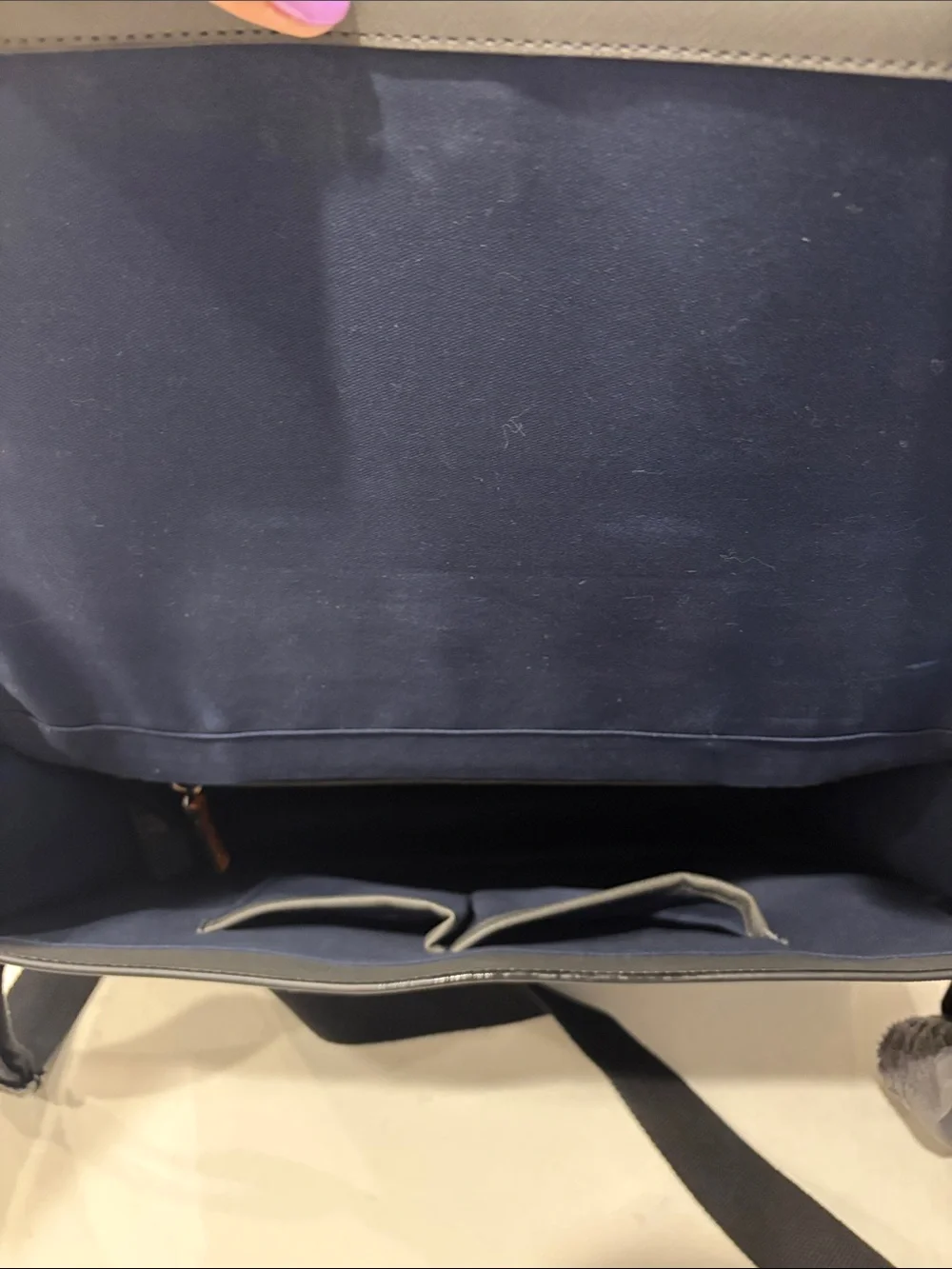 Ted Baker Gray Leather Briefcase with Brown Handle